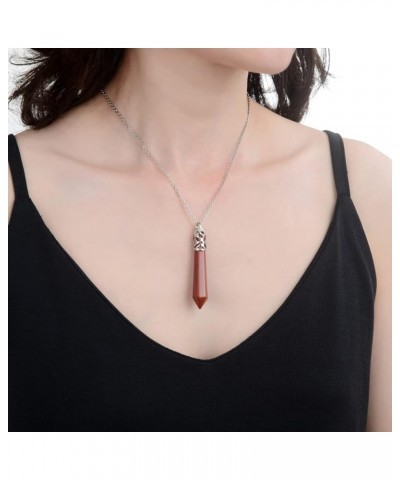 1pc Natural Gemstone Bullet Drop Pendant Necklace Healing Crystal Stone Quartz Reiki Chakra Energy Rock 18 Inch Hypoallergeni...