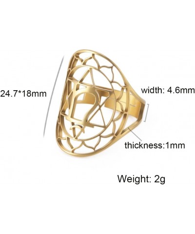 Flower of Life Ring Adjustable Filigree Flower Ring Band For Women Large Hollow Finger Rings Cosplay Party Jewelry 317, gold ...