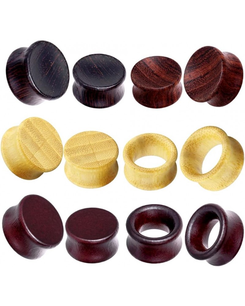 12pcs Wooden Gauges For Ear Nature Wood Tunnels Earrings Plugs Vintage Body Piercings Saddle Stretchers Set 2G-20mm 1 10mm-00...