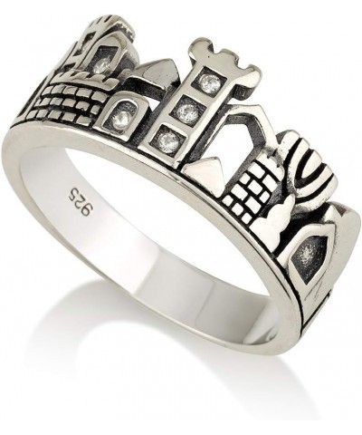 View of Jerusalem Old City and The Western Wall Ring: Sterling Silver 925 Rhodium Plated Zircon Stones 11mm Width… (11) $31.3...