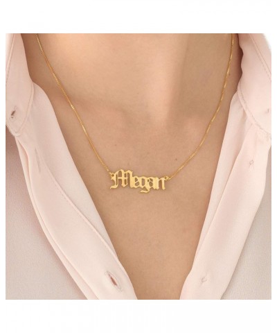 MYKA - Retro Personalized Old English Font Name Necklace In 925 Sterling Silver, 18K Gold & Rose Gold Plated - Custom Jewelry...