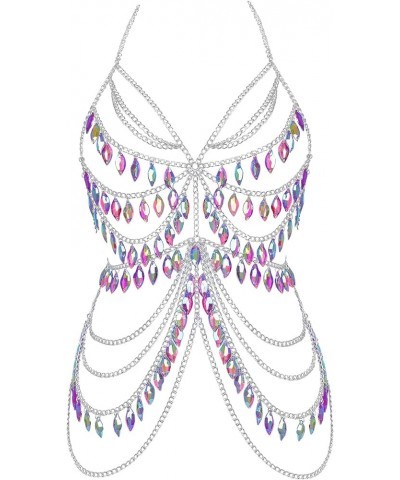 Rhinestone Body Chain Jewelry for Women - Metal Boho Backless Bikini Shoulder Chain Bra Layered Summer Beach Body Jewelry Acc...