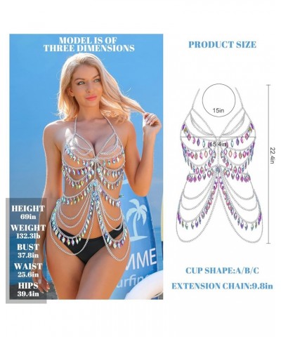 Rhinestone Body Chain Jewelry for Women - Metal Boho Backless Bikini Shoulder Chain Bra Layered Summer Beach Body Jewelry Acc...