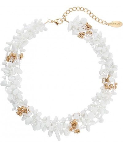 Necklaces for Women, Multi Layer 5 Strand Statement Collar Beaded Necklace for Women Gift (NK-10694) White $9.90 Necklaces