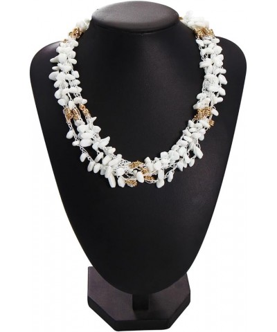 Necklaces for Women, Multi Layer 5 Strand Statement Collar Beaded Necklace for Women Gift (NK-10694) White $9.90 Necklaces