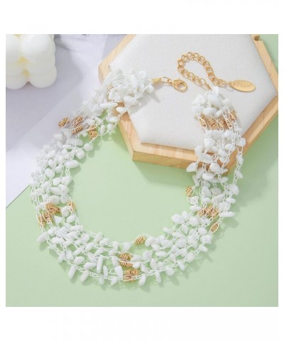 Necklaces for Women, Multi Layer 5 Strand Statement Collar Beaded Necklace for Women Gift (NK-10694) White $9.90 Necklaces