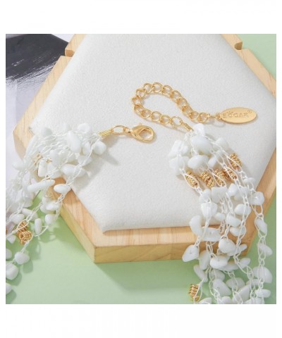 Necklaces for Women, Multi Layer 5 Strand Statement Collar Beaded Necklace for Women Gift (NK-10694) White $9.90 Necklaces