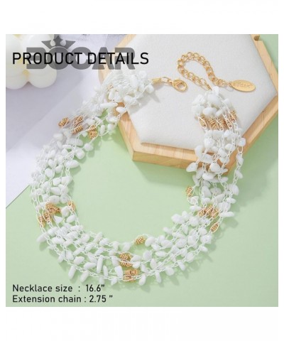 Necklaces for Women, Multi Layer 5 Strand Statement Collar Beaded Necklace for Women Gift (NK-10694) White $9.90 Necklaces