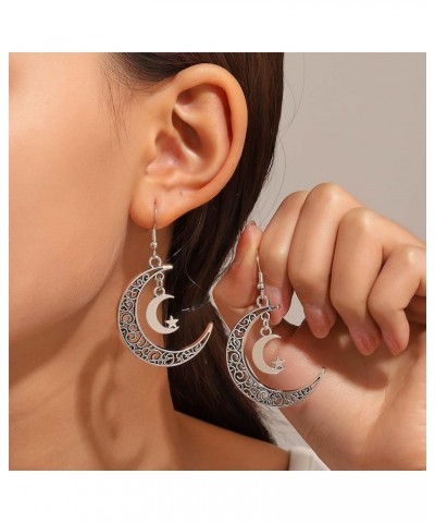 Moon Earrings for Women Moon Statement Earrings Moon Dangle Drop Earrings Exaggerated Vintage Earrings Crescent Moon Dangle E...