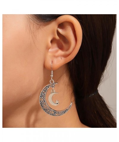 Moon Earrings for Women Moon Statement Earrings Moon Dangle Drop Earrings Exaggerated Vintage Earrings Crescent Moon Dangle E...