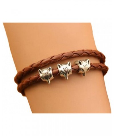 Fox Bracelet,Cute Fox Head Charm Bracelet,Brown Leather Rope Bracelet,Birthday Gift $8.84 Bracelets