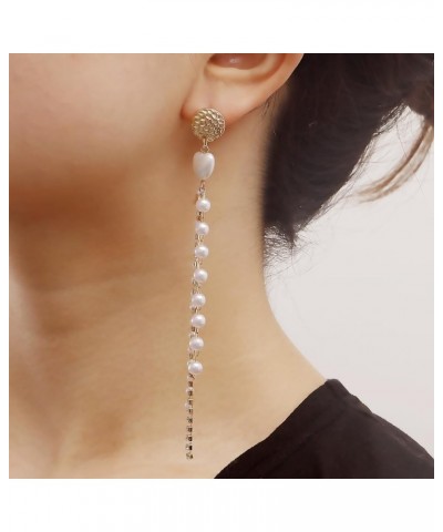 Long Tassel Pearl Dangle Earrings for Women Girls - Dangling Hanging Baroque Simulated Freshwater Pearl Drop Dangle EarringBr...