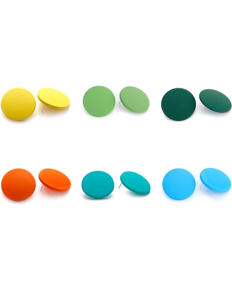 Button Earrings, Large Round Acrylic Stud Earrings for Women Girls 6Colors-Beachy $9.50 Earrings