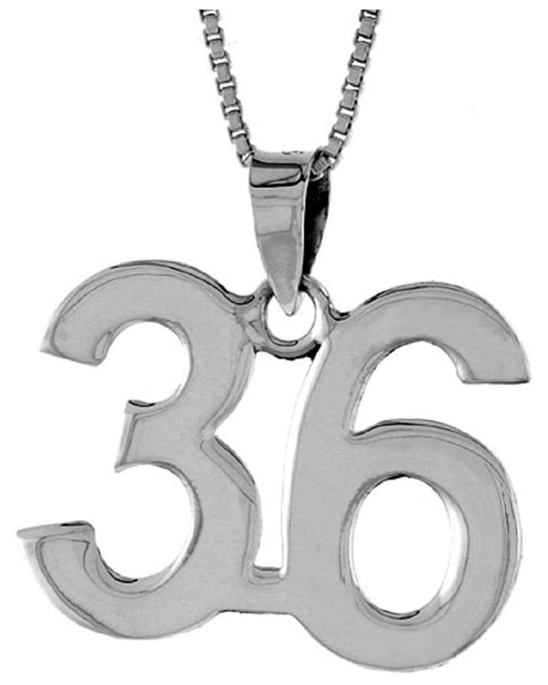 Sterling Silver Number 36 Necklace for Jersey Numbers & Recovery High Polish 3/4 inch, 2mm Curb Chain Pendant NO_Chain $18.77...