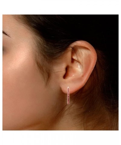 Simulated Pink Ruby Oval Hoop Earrings In 14K Gold Over Sterling Silver rose-gold-plated-silver $19.36 Earrings