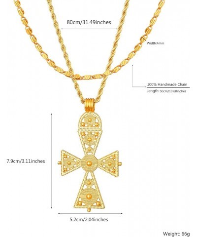 Ethiopian Cross Necklace 24K Gold Plated Pendant Habesha Jewelry for Women Coptic Crosses Jewelry SJ-702 $12.40 Necklaces