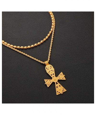 Ethiopian Cross Necklace 24K Gold Plated Pendant Habesha Jewelry for Women Coptic Crosses Jewelry SJ-702 $12.40 Necklaces