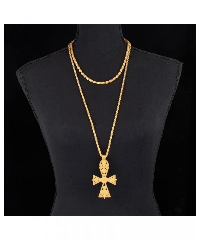 Ethiopian Cross Necklace 24K Gold Plated Pendant Habesha Jewelry for Women Coptic Crosses Jewelry SJ-702 $12.40 Necklaces