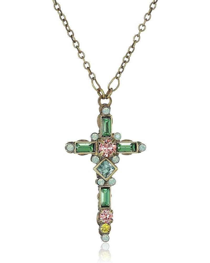 Delicate Cross Pendant Necklace, Antique Gold-Tone Finish, Crystal Gem Pop Antique Gold-Tone $21.73 Necklaces