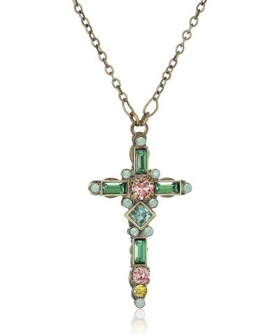 Delicate Cross Pendant Necklace, Antique Gold-Tone Finish, Crystal Gem Pop Antique Gold-Tone $21.73 Necklaces