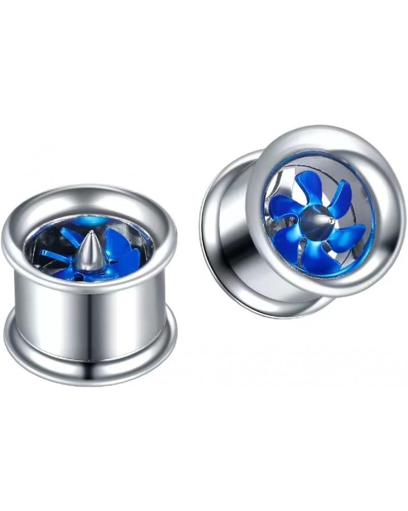 2 PCS Fashion Windmill Turbine Stainless-Steel Ear Plugs Tunnels Gauges Stretcher Piercings 8m-20mm Blue 20mm $10.70 Body Jew...