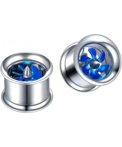 2 PCS Fashion Windmill Turbine Stainless-Steel Ear Plugs Tunnels Gauges Stretcher Piercings 8m-20mm Blue 20mm $10.70 Body Jew...