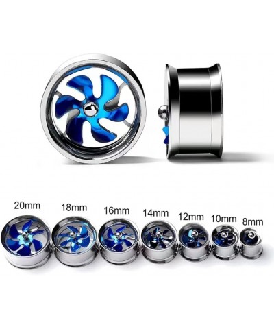 2 PCS Fashion Windmill Turbine Stainless-Steel Ear Plugs Tunnels Gauges Stretcher Piercings 8m-20mm Blue 20mm $10.70 Body Jew...