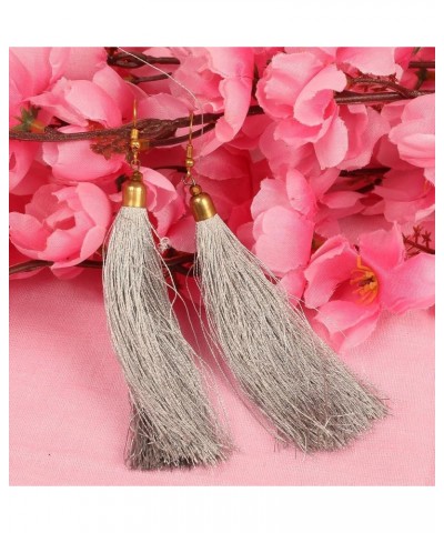 Indian Bollywood Colorful Bead Trendy Elegant Fresh Fashion Earrings In Gold or Silver Tone For Women. D026 Grey $9.60 Earrings