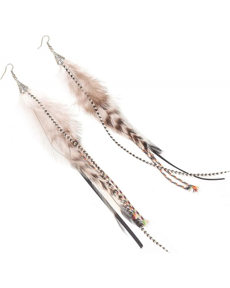 Bohemian Multicolor Pheasant Feathers Dangle Earrings Handmade Natural Feather Earrings (er006314) Style K $12.09 Earrings