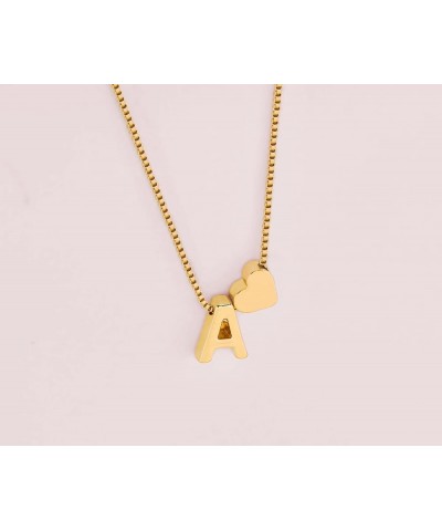 14K Gold Plated Initials with Filled Heart, Alphabet Pendant Letter A to Z Necklaces for Women with Gift Box | Adjustable Cha...