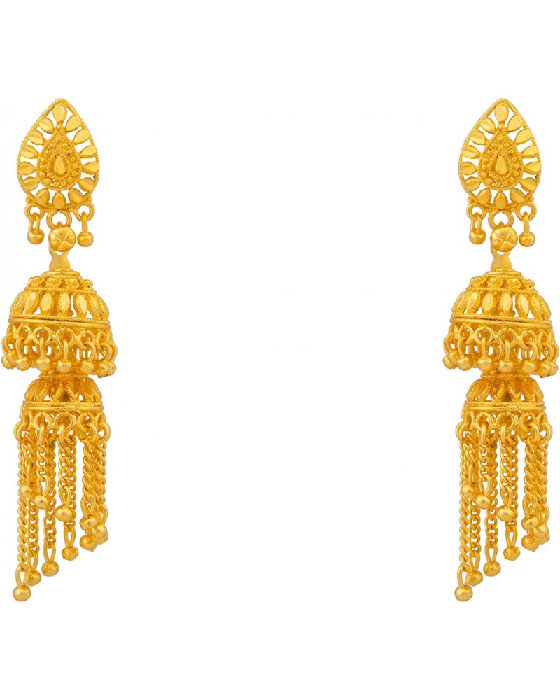 Traditional Indian 24K Gold Plated Two Layered Traditional Designer Jhumka Earrings for Women (SJ_1501) $10.35 Earrings