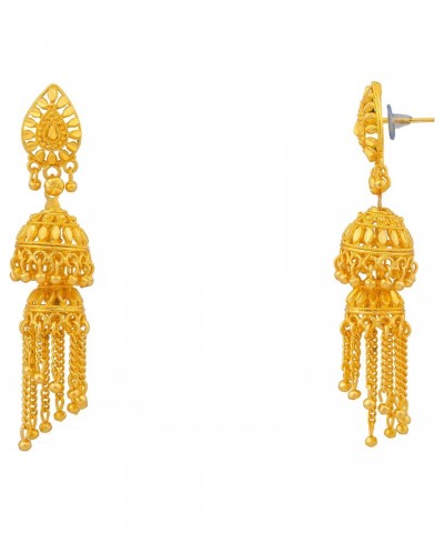 Traditional Indian 24K Gold Plated Two Layered Traditional Designer Jhumka Earrings for Women (SJ_1501) $10.35 Earrings