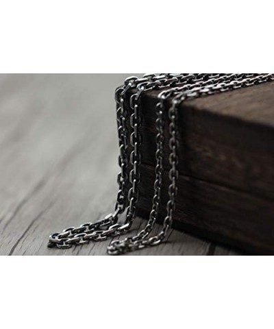 Vintage Black 925 Sterling Silver Anchor Chain Necklace Diamond-cut Cable Link Chain for Men Women 3/4mm 45-80cm 4mm 60.0 Cen...