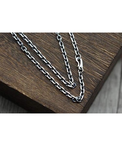 Vintage Black 925 Sterling Silver Anchor Chain Necklace Diamond-cut Cable Link Chain for Men Women 3/4mm 45-80cm 4mm 60.0 Cen...