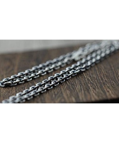 Vintage Black 925 Sterling Silver Anchor Chain Necklace Diamond-cut Cable Link Chain for Men Women 3/4mm 45-80cm 4mm 60.0 Cen...