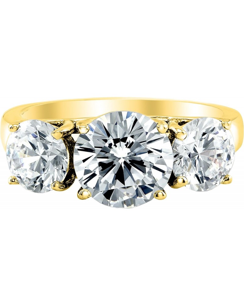 3 Three Stone Round Diamond Engagement Ring 14K Yellow Gold (Value Collection) $196.77 Rings