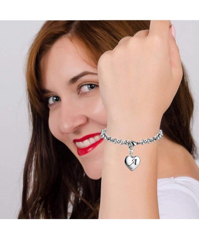 Stainless Steel Initial Alphabet 26 Letter Charms Chain Link Bracelet,Gifts for Women/Girls/Friends. L $9.17 Bracelets