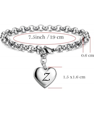 Stainless Steel Initial Alphabet 26 Letter Charms Chain Link Bracelet,Gifts for Women/Girls/Friends. L $9.17 Bracelets