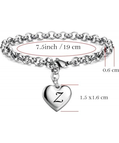 Stainless Steel Initial Alphabet 26 Letter Charms Chain Link Bracelet,Gifts for Women/Girls/Friends. L $9.17 Bracelets