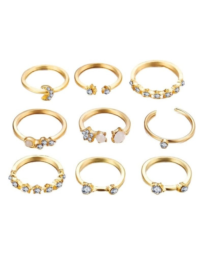 75 Pcs Gold Vintage Knuckle Rings Set for Women Girls,Stackable Rings Boho Joint Finger Midi Rings Hollow Carved Crystal Stac...