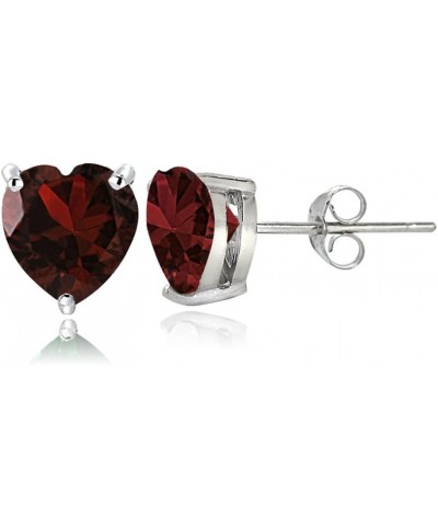 Sterling Silver Genuine, Created or Simulated Birthstone Gemstone 6mm Heart Stud Earrings January-Garnet $13.44 Earrings