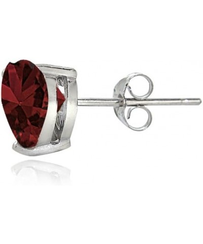 Sterling Silver Genuine, Created or Simulated Birthstone Gemstone 6mm Heart Stud Earrings January-Garnet $13.44 Earrings