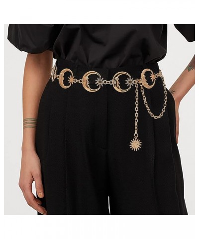 Metal Waist Chain Body Belly Belt Chains Jewelry Accessories for Women Girls Moon Gold $11.30 Accessories