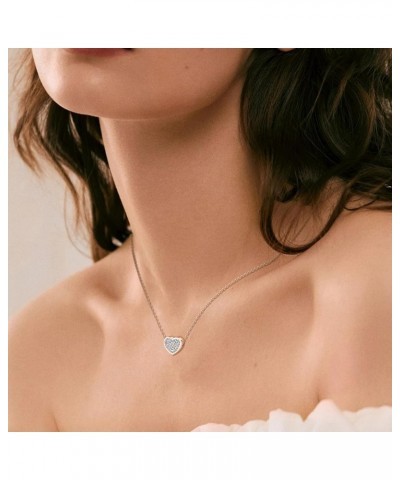 Heart Necklaces for Women 14K White Gold Plated Small Heart Pendant Necklace Cute Dainty Necklace for Teen Girls Cubic Zircon...