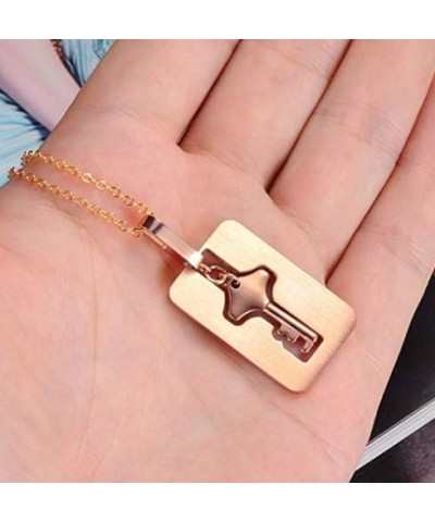 His and Hers Korean Style Rosegold Stainless Steel Hold The Key to My Heart Forever Lock Bangle Bracelet and Key Pendant Neck...