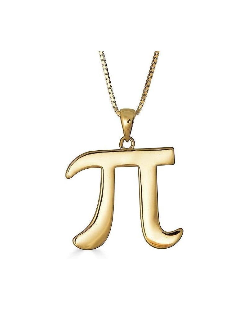 925 Solid Sterling Silver Pi Symbol Math Pendant Necklace Yellow Gold 18.0 Inches $18.43 Necklaces