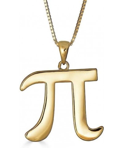 925 Solid Sterling Silver Pi Symbol Math Pendant Necklace Yellow Gold 18.0 Inches $18.43 Necklaces