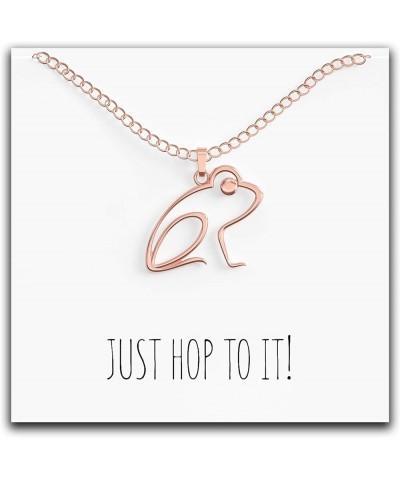 Frog Necklace – Cute Pendant Gift with Message Card "Just Hop To It! Rose Gold $9.83 Necklaces