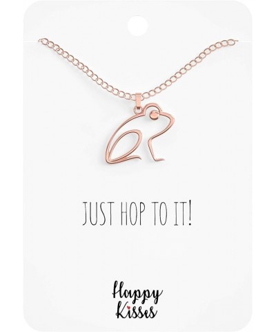 Frog Necklace – Cute Pendant Gift with Message Card "Just Hop To It! Rose Gold $9.83 Necklaces