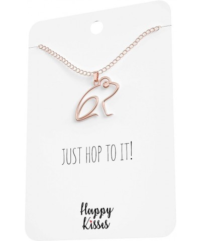 Frog Necklace – Cute Pendant Gift with Message Card "Just Hop To It! Rose Gold $9.83 Necklaces